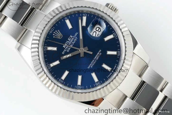 MiroTime 0224 DateJust 41 126334 NTF 1:1 Best Edition 904L Steel Blue Stick Dial on Oyster Bracelet VR Durable 2280